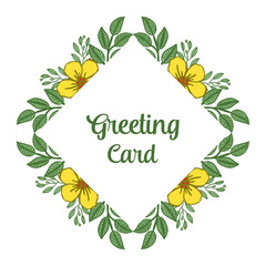 Vector illustration style yellow wreath frames blooms for writing greeting card