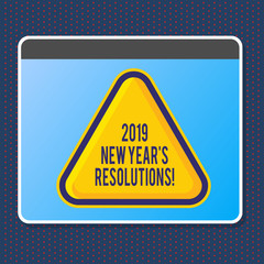 Text sign showing 2019 New Year S Resolutions. Business photo text List of goals or targets to be achieved