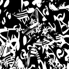 Brush grunge pattern. White and black vector.