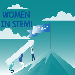 Conceptual hand writing showing Women In Stem. Concept meaning Science Technology Engineering Mathematics Scientist Research