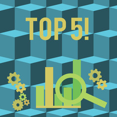 Obraz premium Conceptual hand writing showing Top 5. Concept meaning The best ones Winners Most Popular Bestsellers