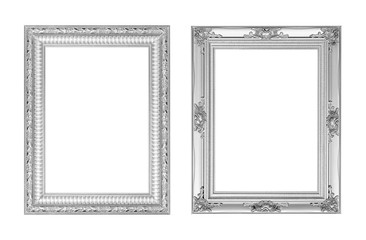 The duo antique sillver frame on the white background