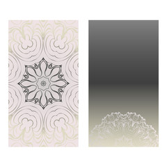 Collection Card With Relax Mandala Design. For Mobile Website, Posters, Online Shopping, Promotional Material. Grey color