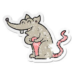 distressed sticker of a cartoon rat