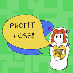 Text sign showing Profit Loss. Business photo text Financial year end account contains total revenues and expenses