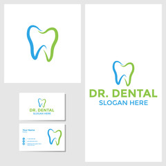 Dental logo design inspiration with business card mockup