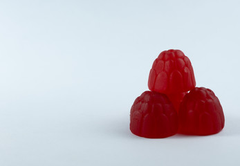 Raspberry pyramid on white background