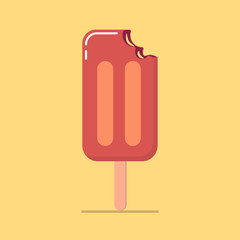 Ice cream on a stick bitten in a flat style