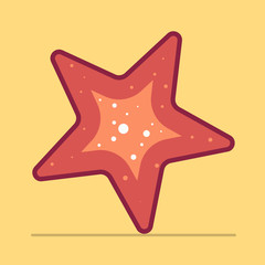 Orange starfish in a flat style