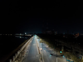 traffic in the city at night