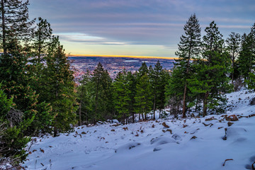 Beautiful Winter Sunset Hike on Flatirons in Boulder, Colorado