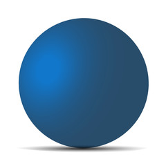 Blue realistic matte sphere isolated on white. Vector illustration for your design. Eps 10