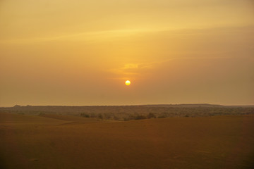 Sunrise over the sand dunes of the desert in Rajasthan, India