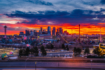 Colorful and Beautiful Sunset Over Sloan's Lake in Denver, Colorado