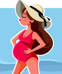 Fototapeta premium Cute Pregnant Girl Vector Illustration