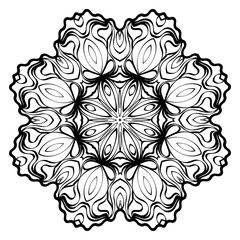 Mandala. Abstract Round Vector Illustration. Anti-Stress Therapy Pattern. Black, white