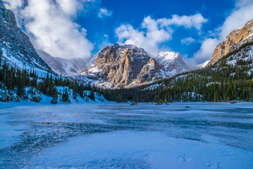 Snowshoeing to Loch Lake in Rocky Mountain National Park in Estes Park, Colorado
