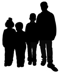 children together, silhouette vector