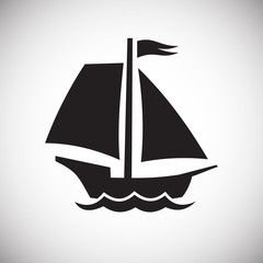 Ship icon on background for graphic and web design. Simple vector sign. Internet concept symbol for website button or mobile app.