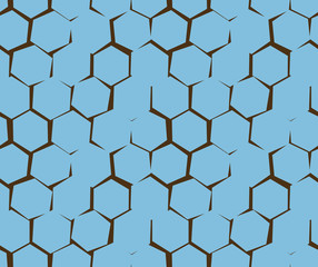 Abstract pattern of unequal cracks hexagons. Blue and brown colors. Pattern for wallpapers, textile, Scrapbooking etc.
