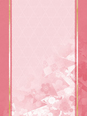 和柄　籠目と千代紙のフレーム素材・縦/ピンク