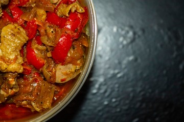 stewed vegetables with meat, macro 