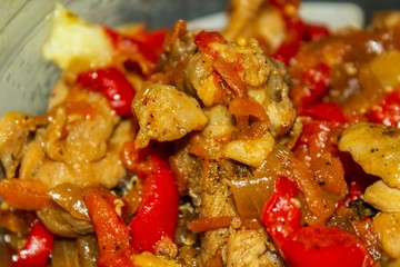 stewed vegetables with meat, macro 