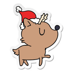 christmas sticker cartoon of kawaii deer