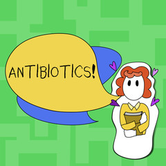 Text sign showing Antibiotics. Business photo text Drug used in treatment and prevention of bacterial infections
