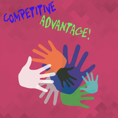 Conceptual hand writing showing Competitive Advantage. Concept meaning owning quality that will assure you leading in field