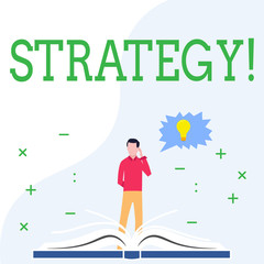 Conceptual hand writing showing Strategy. Concept meaning Group of ideas planned to achieve success