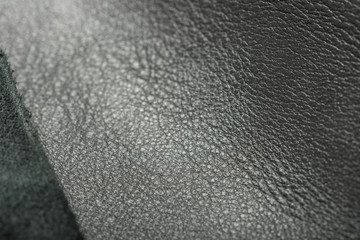 Tanned leather dyed in black color