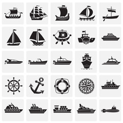 Ship icons on squares background for graphic and web design. Simple vector sign. Internet concept symbol for website button or mobile app. - 254593903