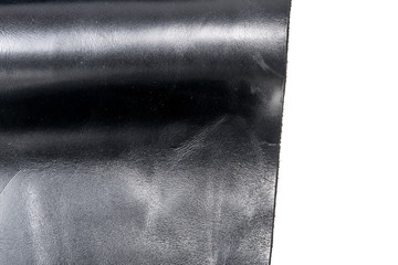 Tanned leather dyed in black color