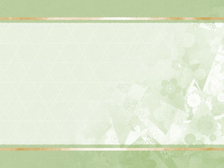 和柄　籠目と千代紙のフレーム素材/緑