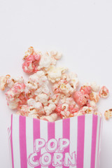 strawberry popcorn in white background