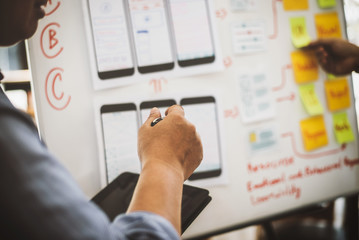 Team of ux ui designer mobile development experience app.