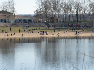 Base de loisirs du Val de Seine en hiver à Verneuil sur Seine dans les Yvelines en France