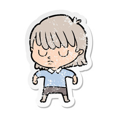 distressed sticker of a cartoon woman