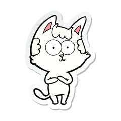 sticker of a happy cartoon cat