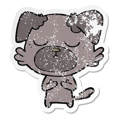 distressed sticker of a cute cartoon dog