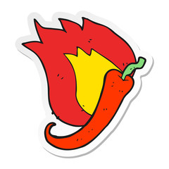 sticker of a cartoon flaming hot chilli pepper