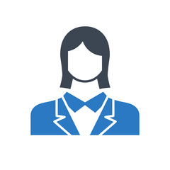 Employee Woman Glyph Flat Vector Icon