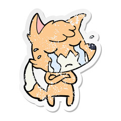 Obraz na płótnie Canvas distressed sticker of a crying fox cartoon