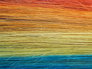 Rainbow background. Multi-colored hair. Close up. 