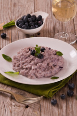 Blueberry risotto with mascarpone.