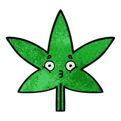 retro grunge texture cartoon marijuana leaf