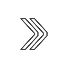 Next arrow line icon. linear style sign for mobile concept and web design. Double right arrow outline vector icon. Symbol, logo illustration. Pixel perfect vector graphics