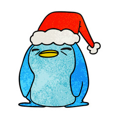 christmas textured cartoon of kawaii penguin
