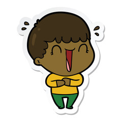 sticker of a laughing cartoon man